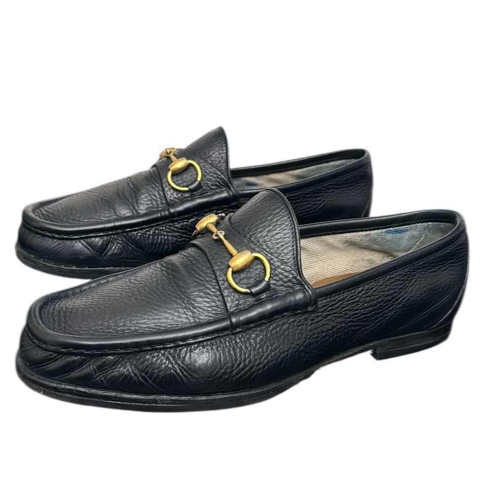 Gucci vintage MEN'S HORSEBIT 1953 LOAFERS Black Leather with Gold Detail Sz 9